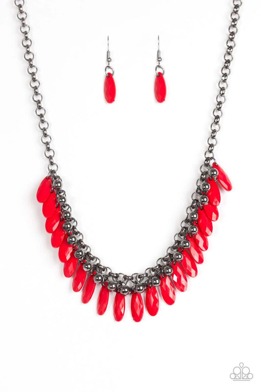 JERSEY SHORE - RED/GUNMETAL NECKLACE