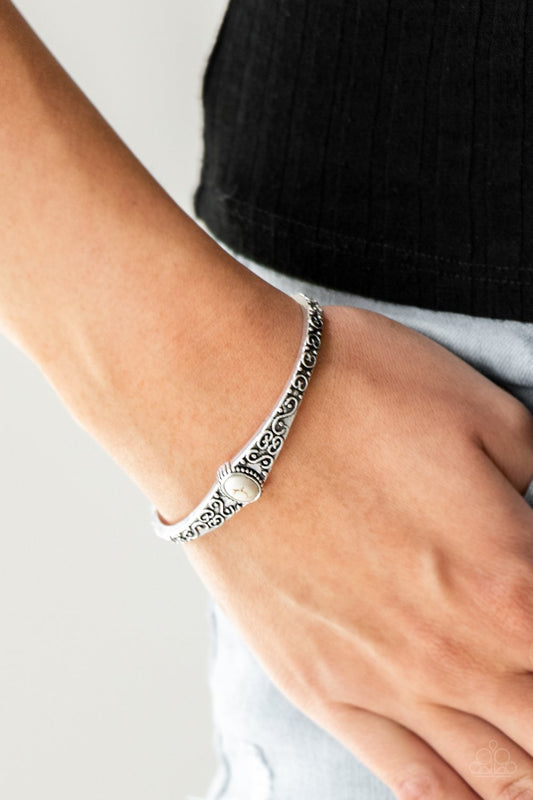 Make Your Own Path - White Stone Cuff bracelet