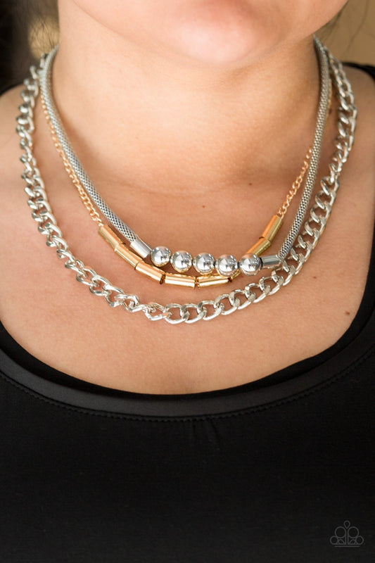 Metal Melee - silver/gold necklace