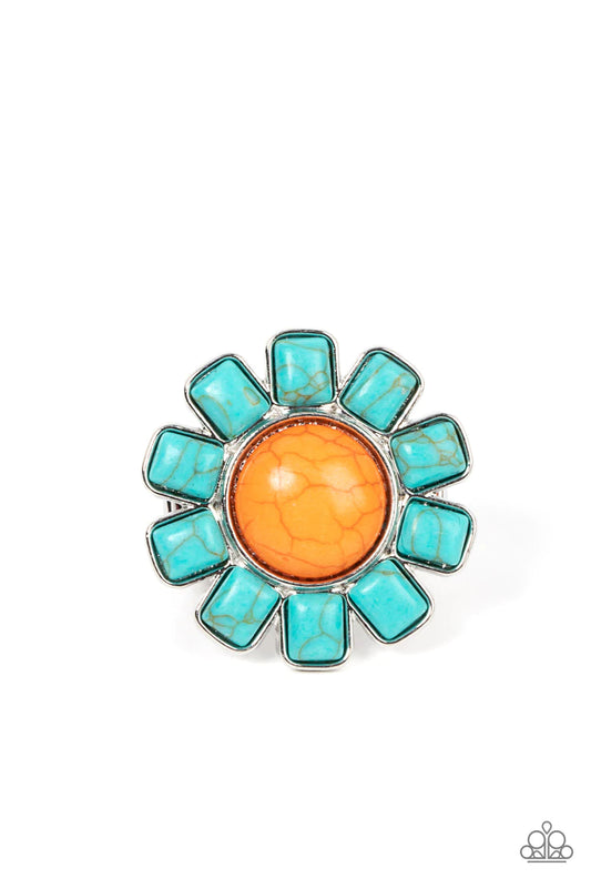 Mojave Marigold - Orange/Turquoise stone ring