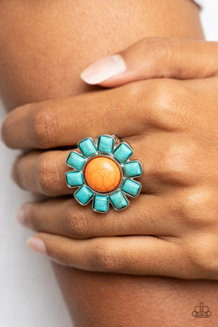 Mojave Marigold - Orange/Turquoise stone ring