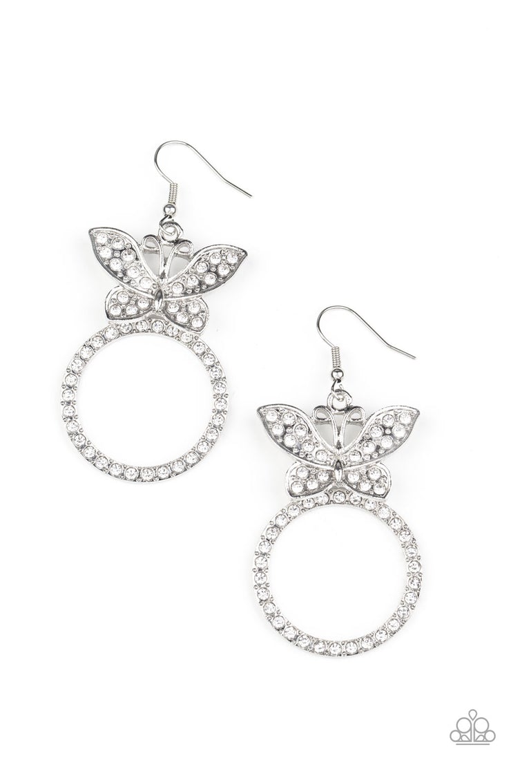 Paradise Found - white gem butterfly earrings