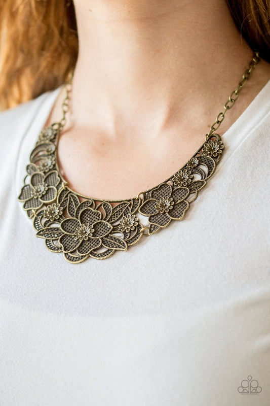 Petunia Paradise - brass necklace