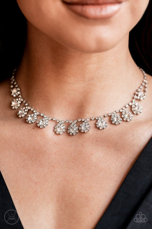 Princess Prominence - white gem choker necklace