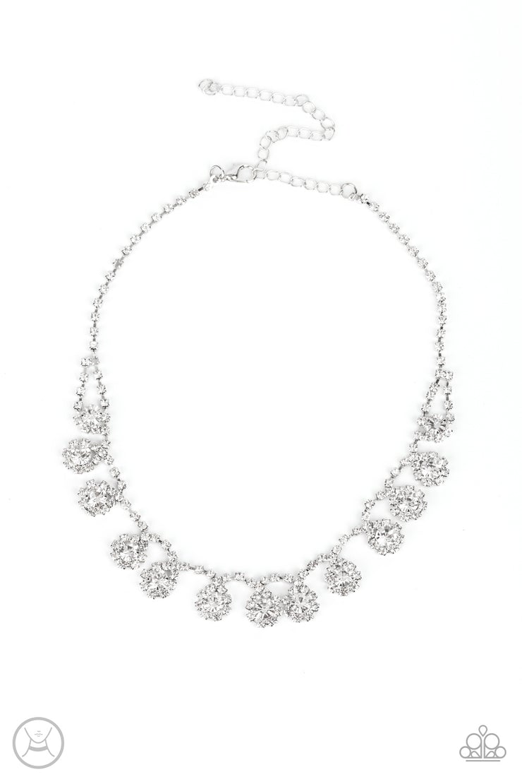 Princess Prominence - white gem choker necklace