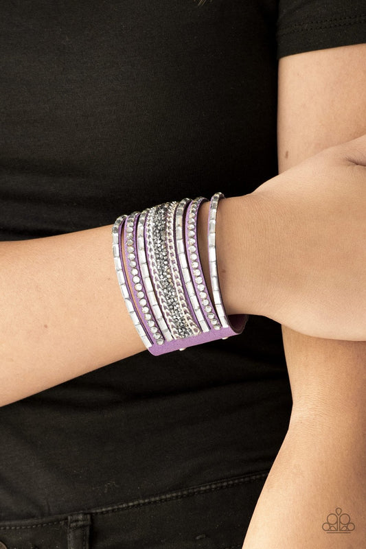 Rhinestone Rumble - purple wrap bracelet