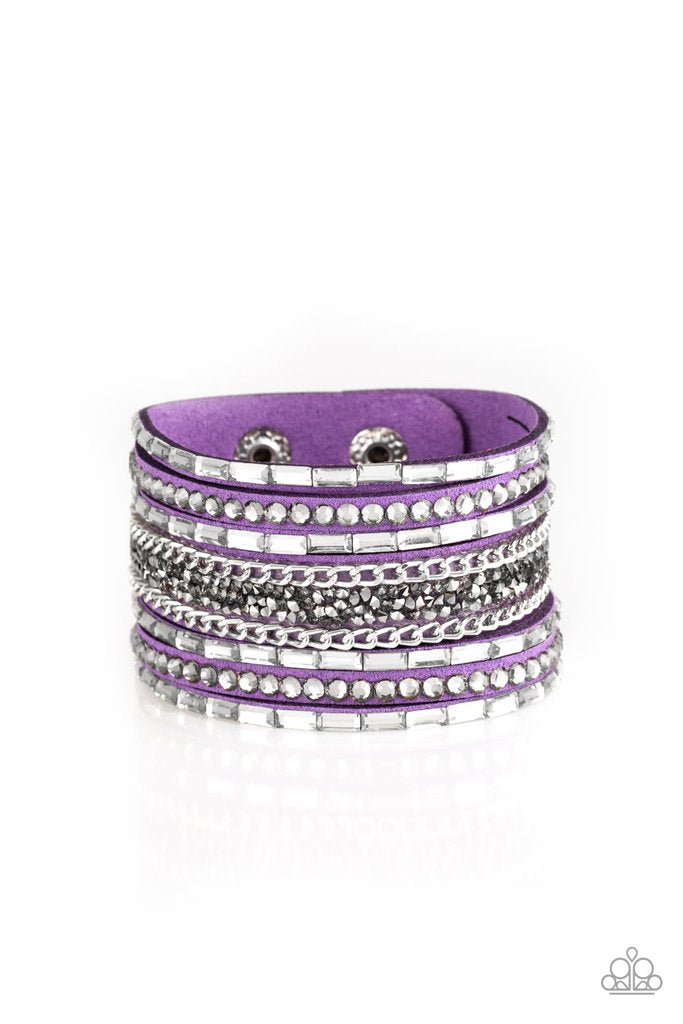 Rhinestone Rumble - purple wrap bracelet
