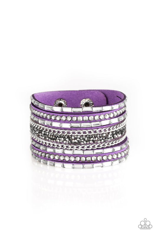 Rhinestone Rumble - purple wrap bracelet