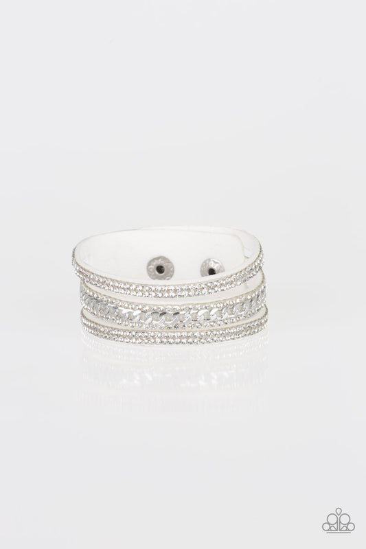 Rollin In Rhinestones - White wrap bracelet