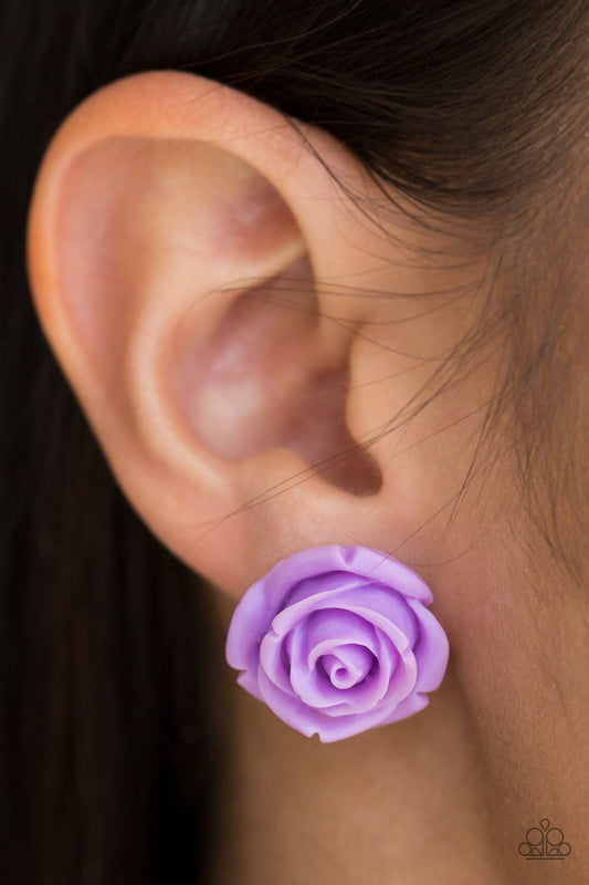 Rose Roulette - Purple Post Earrings