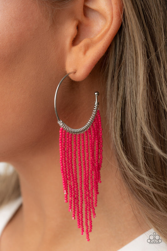 Saguaro Breeze - Pink seed bead earrings