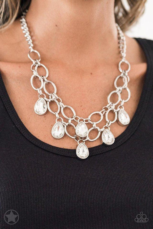 Show-Stopping Shimmer - White gems necklace