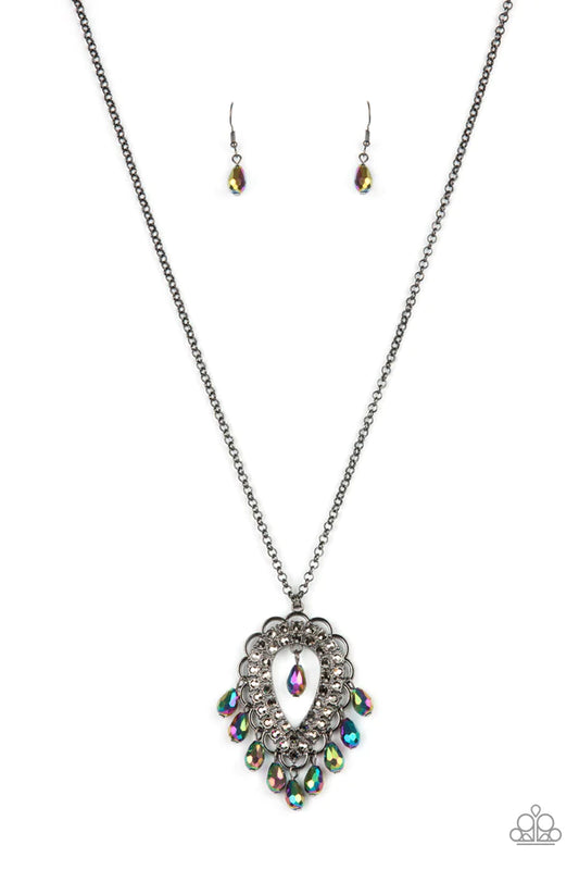 Teasable Teardrops - Multicolor Oil Spill necklace