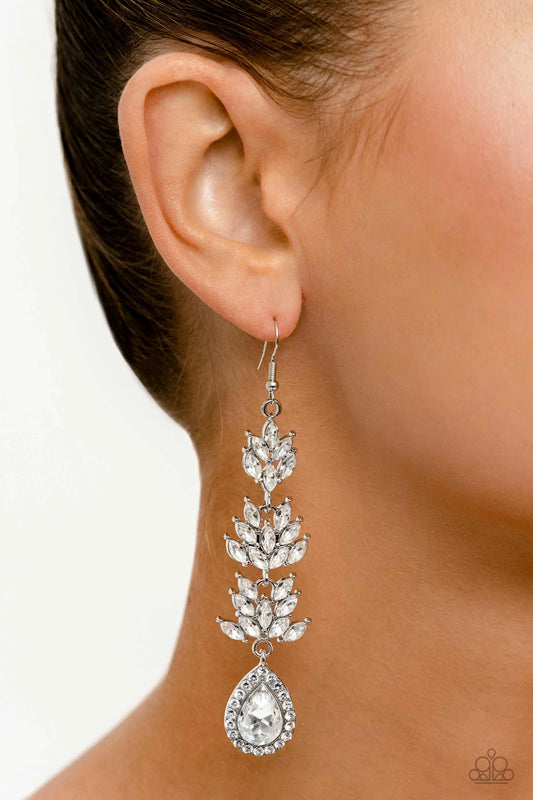 WATER LILY WHIMSY - white rhinestone earrings