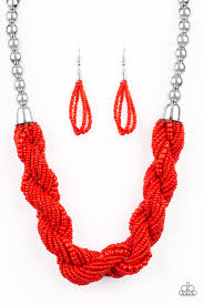 Savannah Surfin - Red seed bead necklace