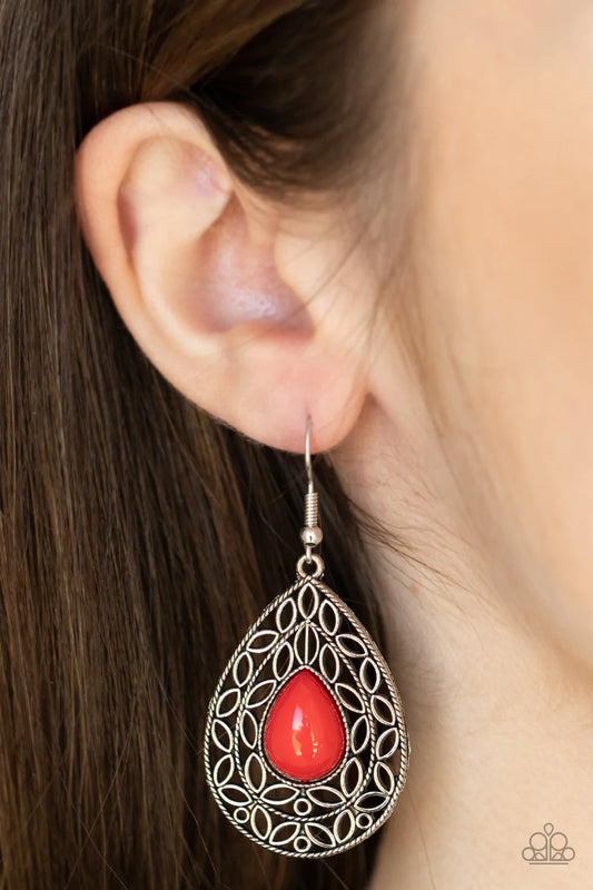 Fanciful Droplets - Red Earrings