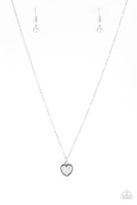 Fierce Flirt- White rhinestones heart shaped necklace