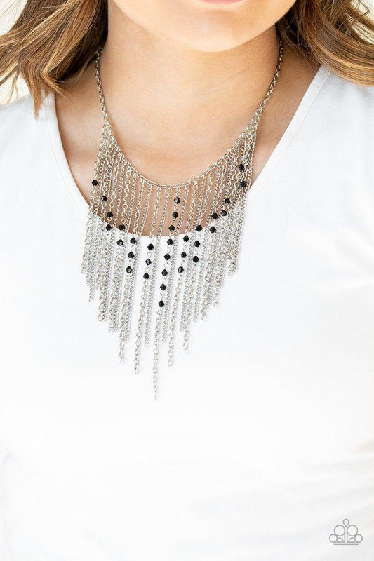 First Class Fringe - Black  Necklace
