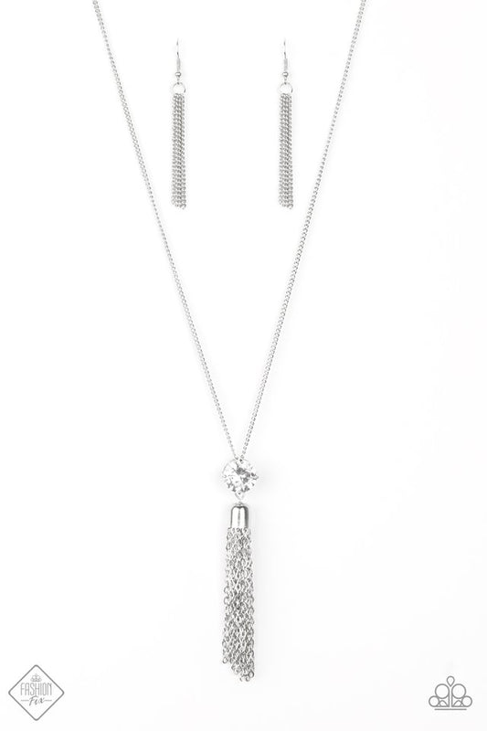 Five-Alarm FIREWORK - White gem necklace
