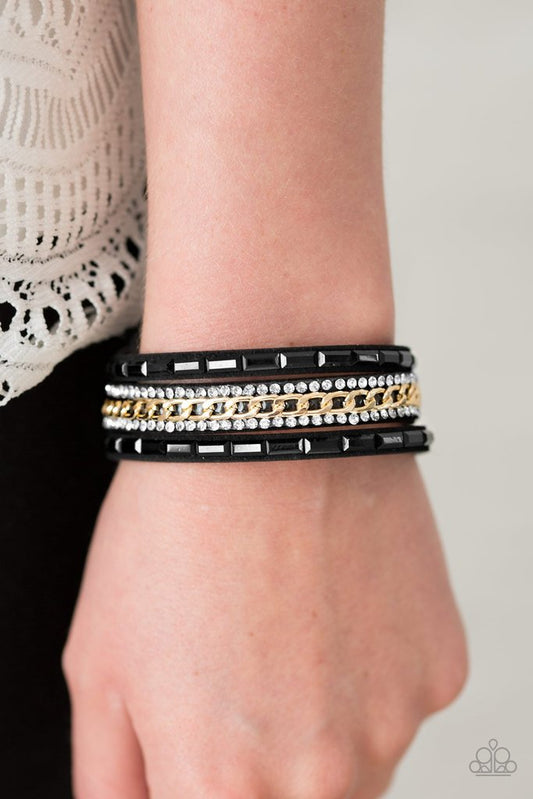 Girl Hustle - Gold/Black wrap bracelet