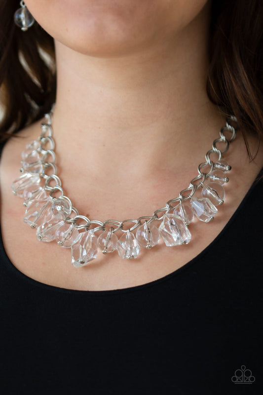 Gorgeously Globetrotter - White glassy beads necklace