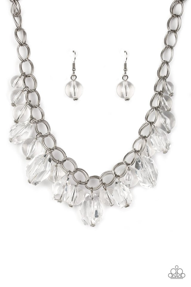 Gorgeously Globetrotter - White glassy beads necklace