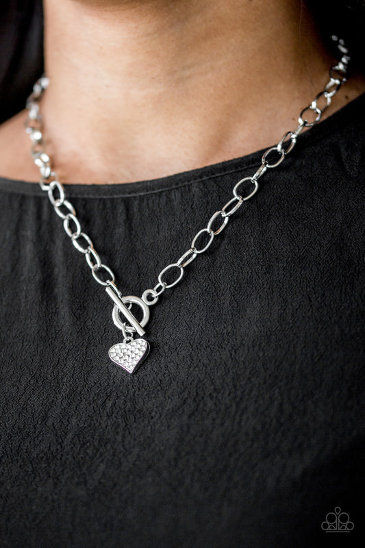 Harvard Hearts - White rhinestones heart shaped necklace