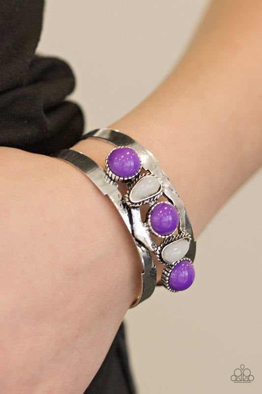 Keep On TRIBE-ing - Purple Cuff Bracelet