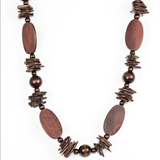 Carefree Cococay - Brown Wood Necklace