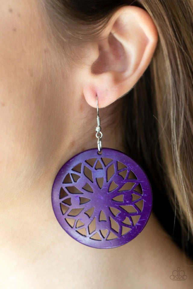 Ocean Canopy - Purple Wood Earrings