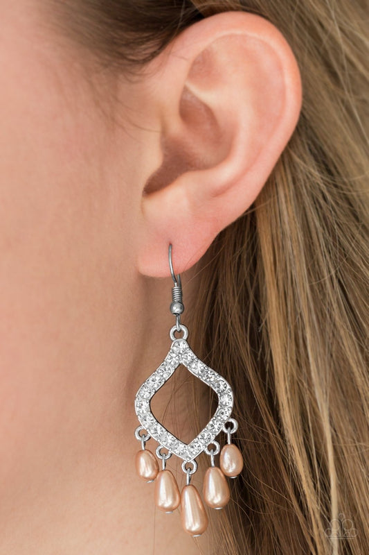 Divinely Diamond - Brown pearl earrings