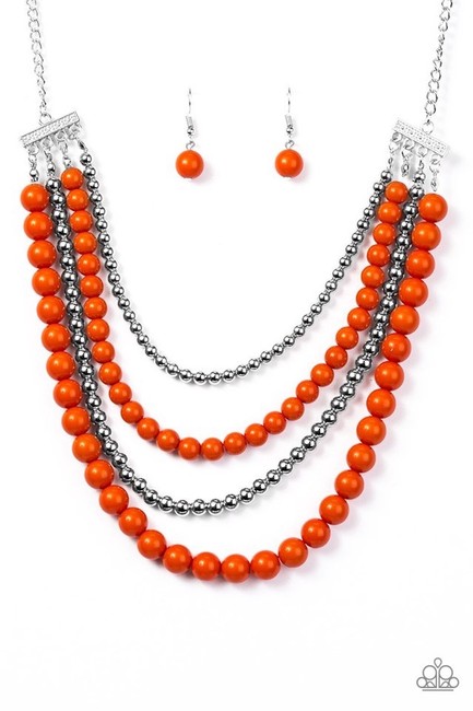 A Four-ce To Be Reckoned With - Orange Necklace