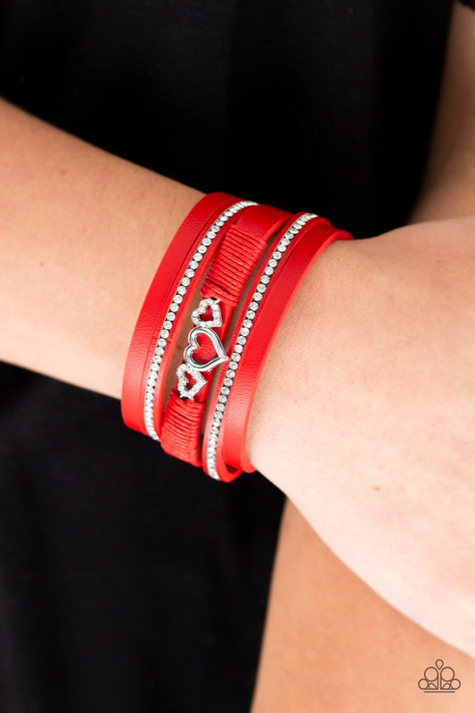 Rebel Valentine - Red heart wrapping bracelet