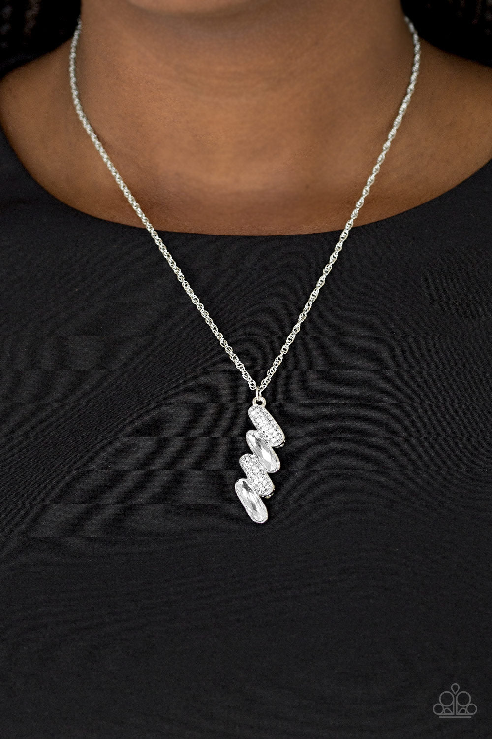 Regal Renegade - White rhinestones necklace