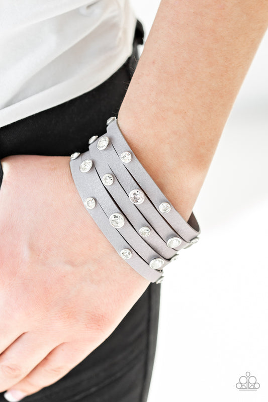 Rhinestone Reputation - Silver wrap bracelet