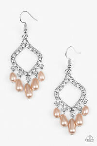 Divinely Diamond - Brown pearl earrings