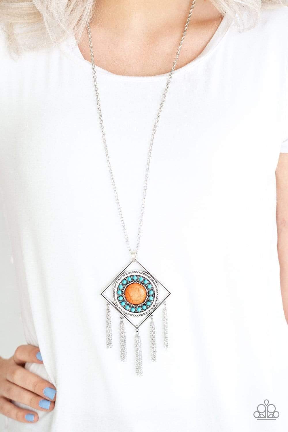 Sandstone Solstice - Multicolor necklace (Orange/Turquoise)