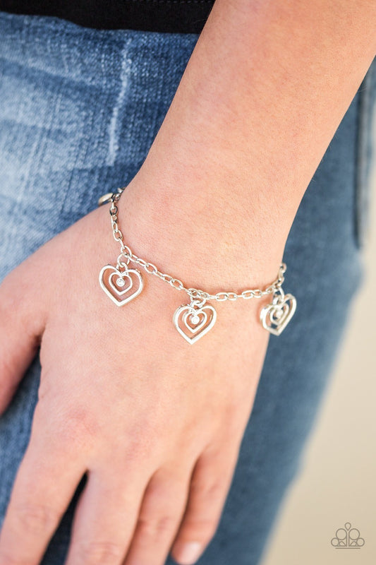 Unbreakable Hearts - White rhinestones heart bracelet