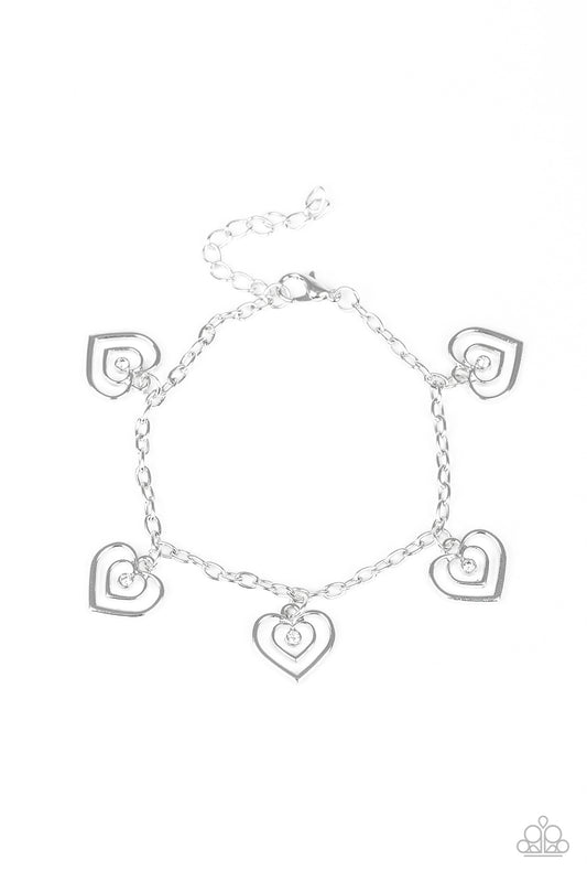 Unbreakable Hearts - White rhinestones heart bracelet