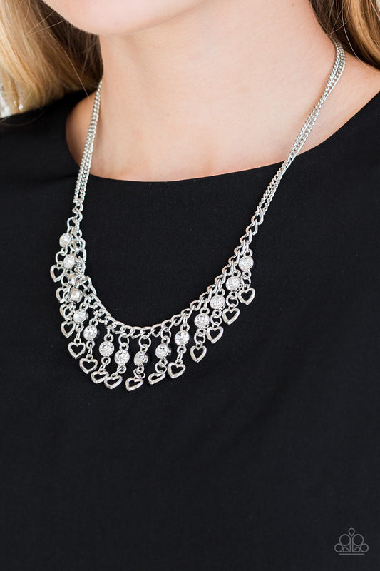 Valentines Day Drama - White rhinestones necklace