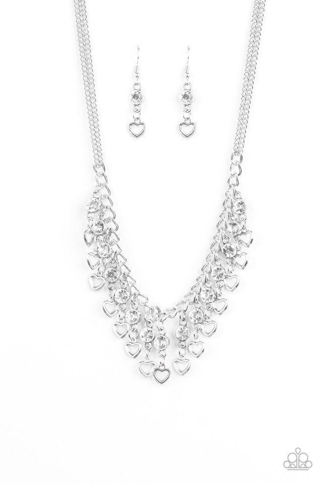 Valentines Day Drama - White rhinestones necklace